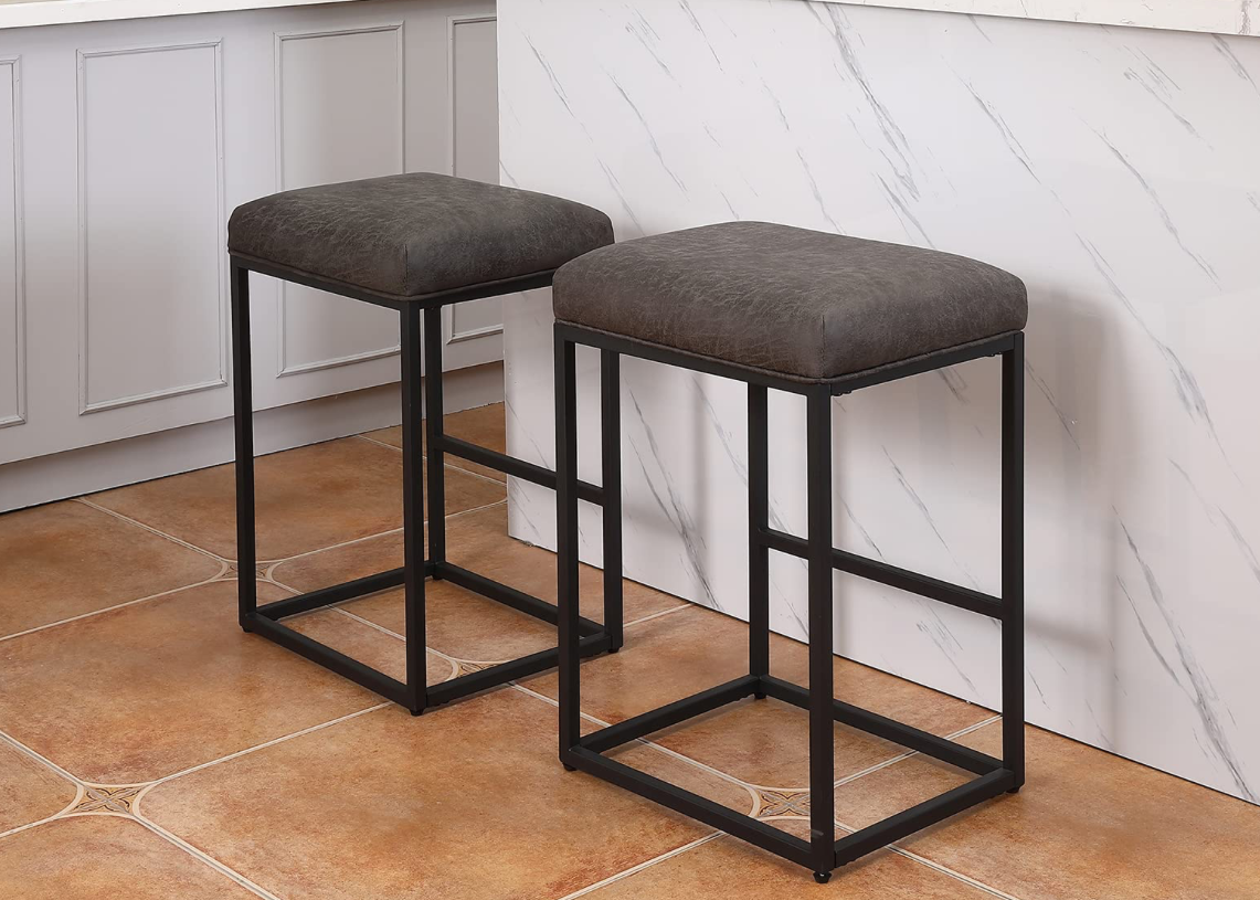 Aosky 26" Counter Height Bar Stools Set of 2 (Grey/Black) or (Brown/Black)