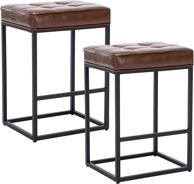 Aosky 26" Counter Height Bar Stools Set of 2 (Grey/Black) or (Brown/Black)